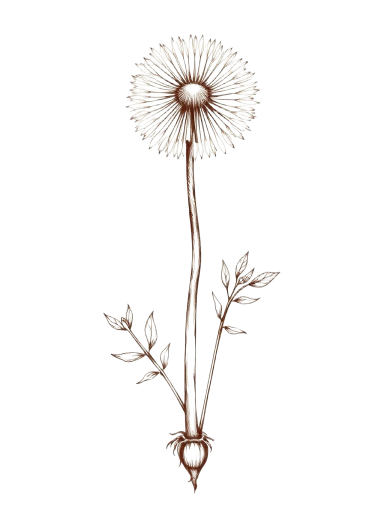 Botanical illustration of a dandelion