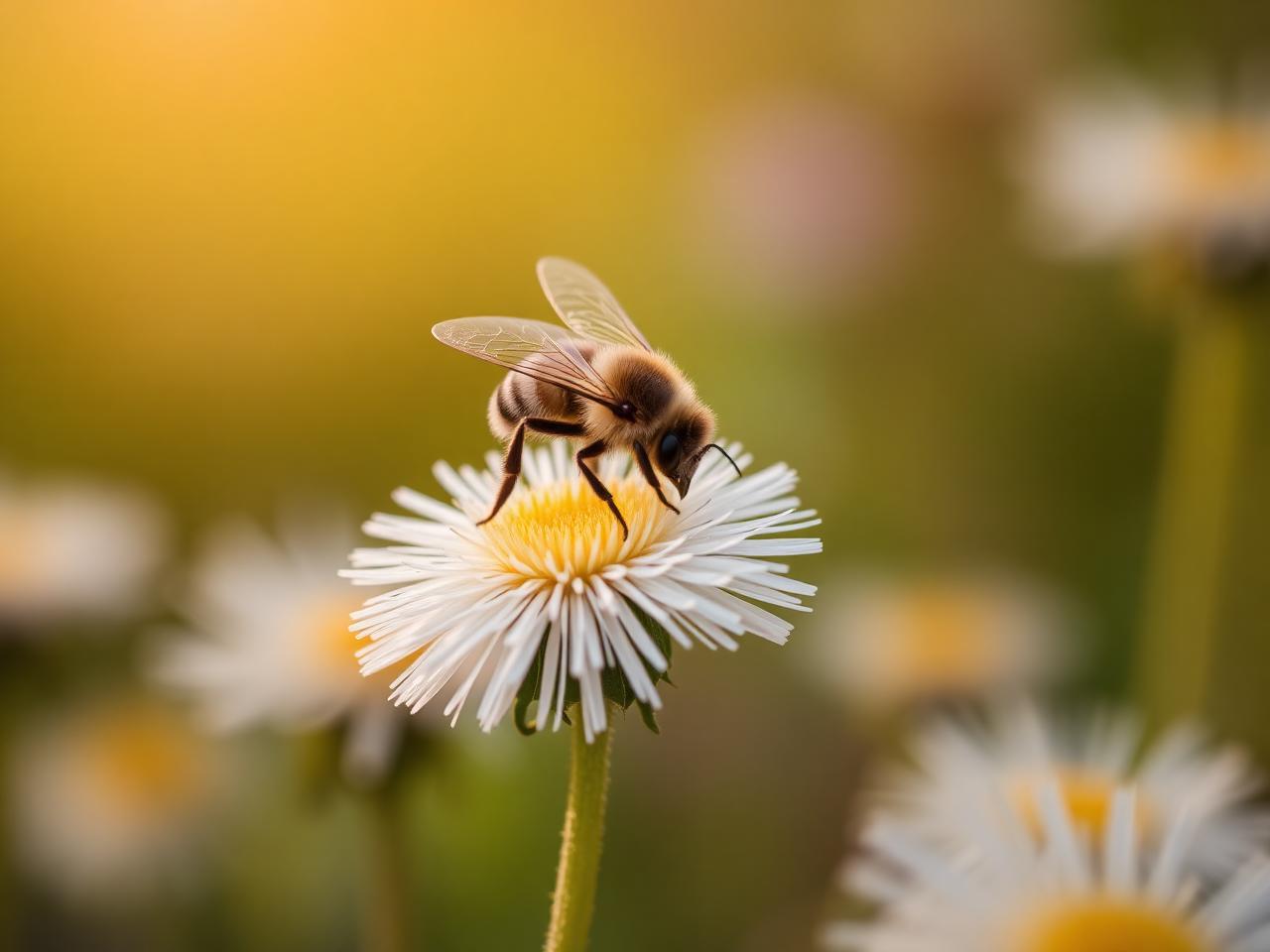 A bee on a dandelion flower